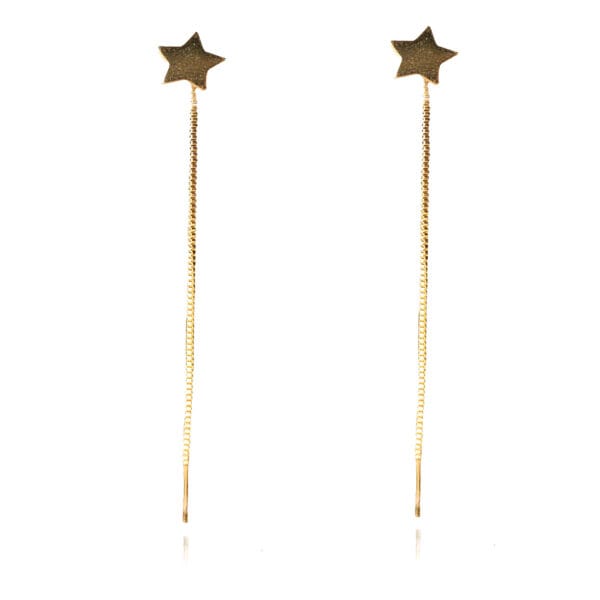 Brinco de Fio Com Estrela Banhado em Ouro 18k (BR0197) - Image 4