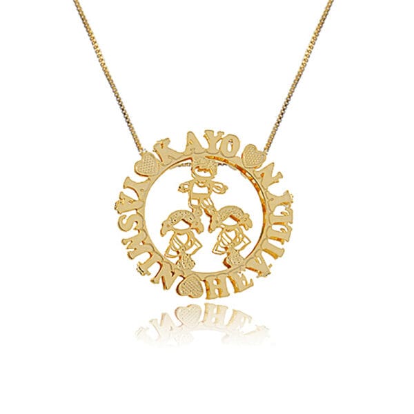 Colar Personalizado Mandala Com Filhos Juntos e Nomes Folheado em Ouro 18K Gêne - Image 3