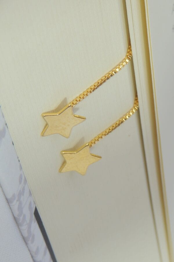 Brinco de Fio Com Estrela Banhado em Ouro 18k (BR0197) - Image 3