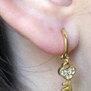Brinco Argolinha com Chave Banhado em Ouro 18k (BR0055)