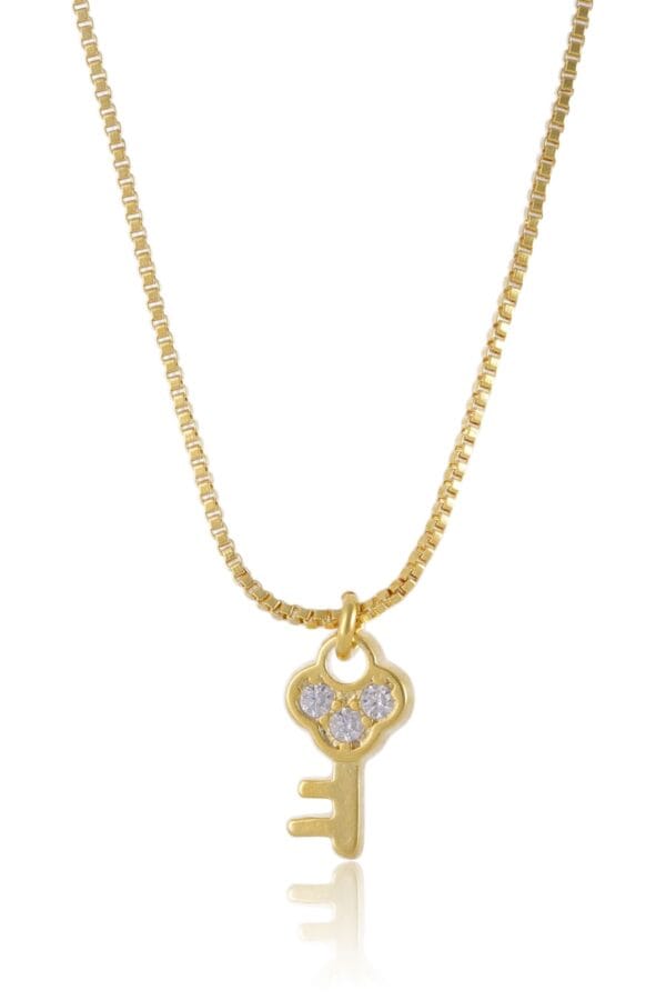 Colar com Pingente Pequeno de Chave Banhado em Ouro 18k (CL0027) - Image 4