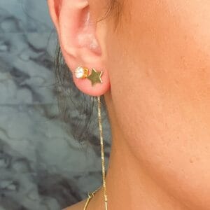 Brinco de Fio Com Estrela Banhado em Ouro 18k (BR0197)