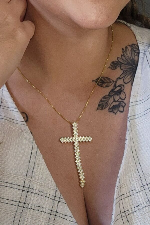 Colar com Cruz Banhado em Ouro 18k (CL0050) - Image 2