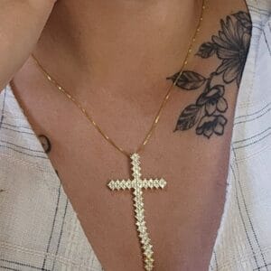 Colar com Cruz Banhado em Ouro 18k (CL0050)